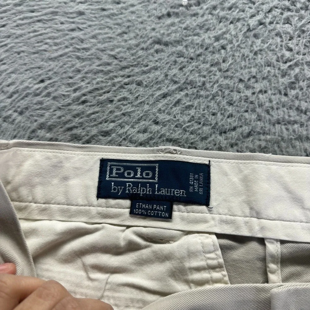 Polo by Ralph Lauren Pant Mens 34x29‎ Beige Cotton Kahkis Straight Leg Workwear
